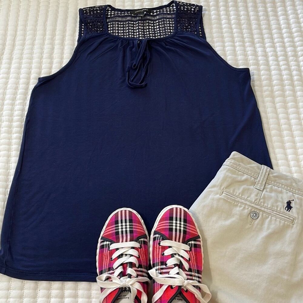Banana Republic Factory Navy Tank Top With Crochet Size M